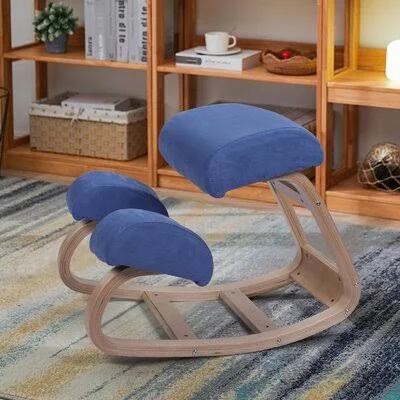 Ergonomic Kneeling Chair, Rocking Balancing Wood Knee Stool Inbox Zero