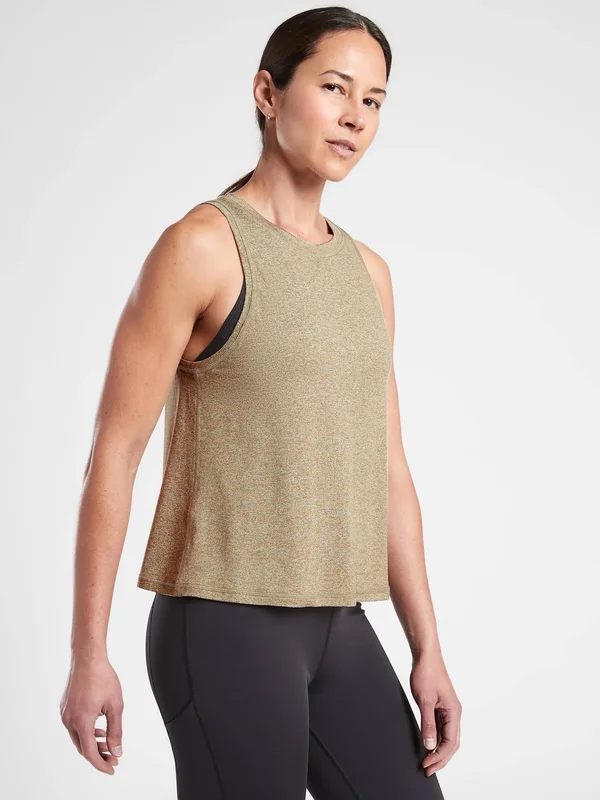 Athleta Women's Uptempo Tank Bright White/ Shadow Olive Size L