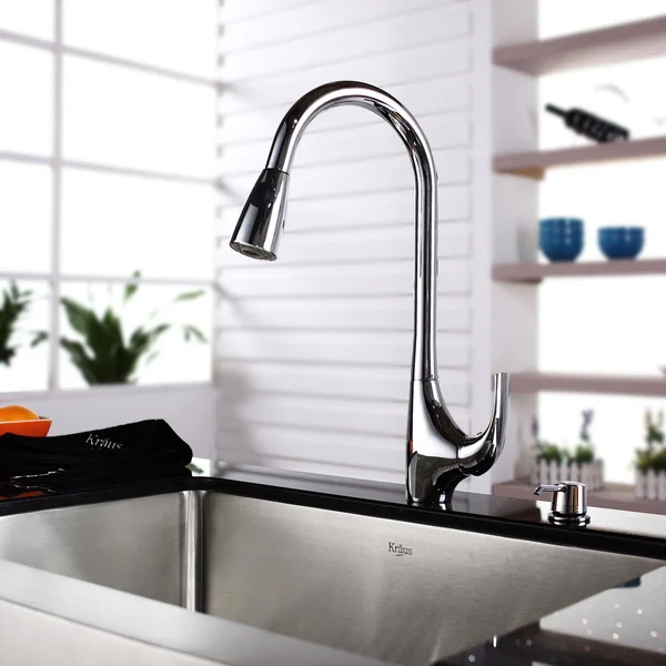 Kraus Stainless Steel Farmhouse Bowl Sink Combo Single Handle Kitchen Faucet