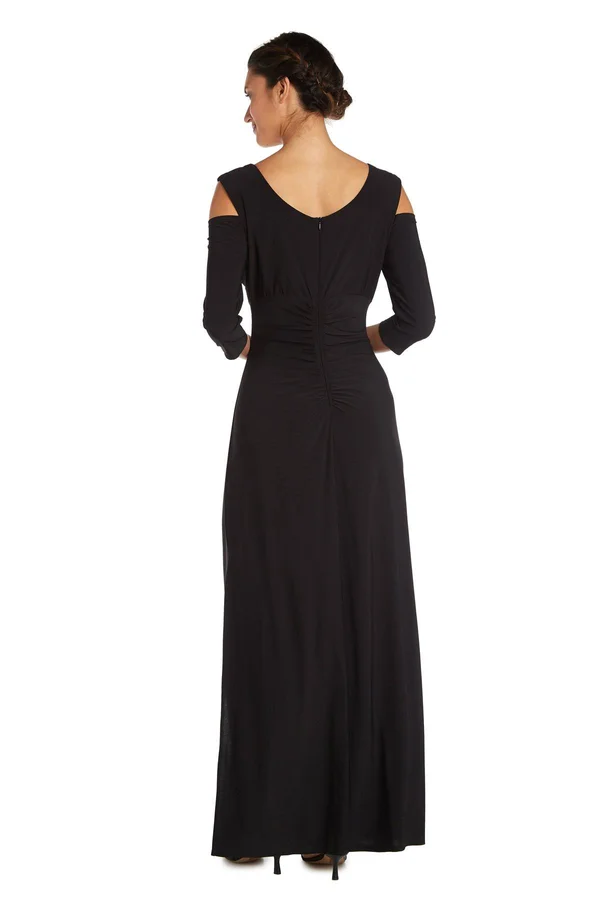 Ru0026M Richards Women's Empire Waist Cold Shoulder Dress with Sleeves 6, Coal