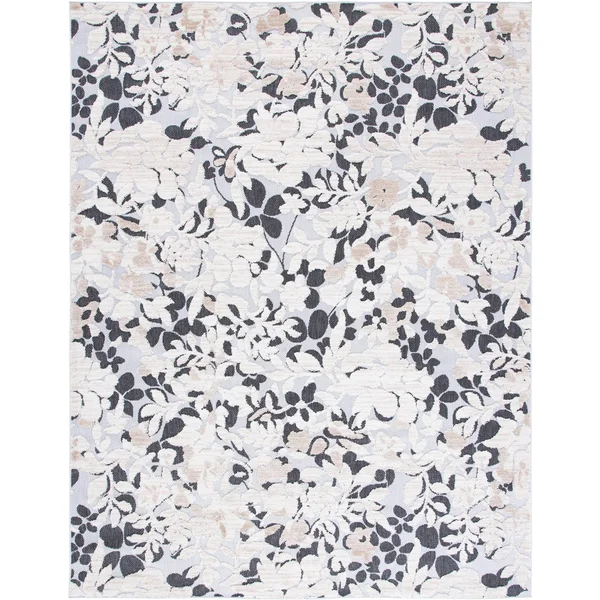 Safavieh Cabana Ivory/Charcoal 8 ft. x 10 ft. Floral Striped Indoor/Outdoor Area Rug