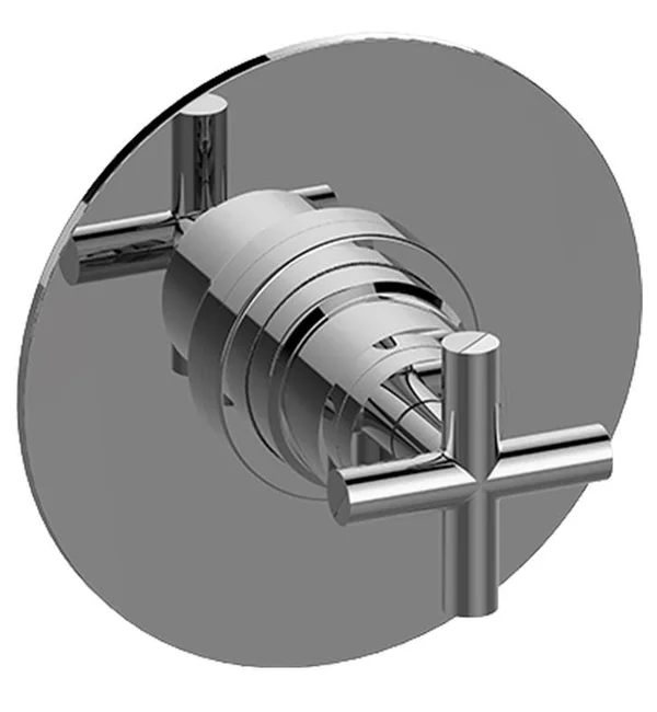 Graff Round Pressure Balancing Valve Trim with Cross Handle in Olive Bronze, SKU: G-7030-C17B-OB-T