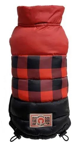 fabdog APP2508 Red Buffalo Check Color Block Puffer Jacket 24x22