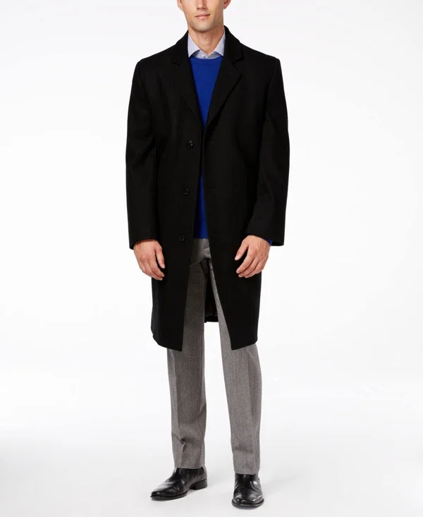 London Fog Black Deep Mens Size 40r Single Breasted Coat Wool