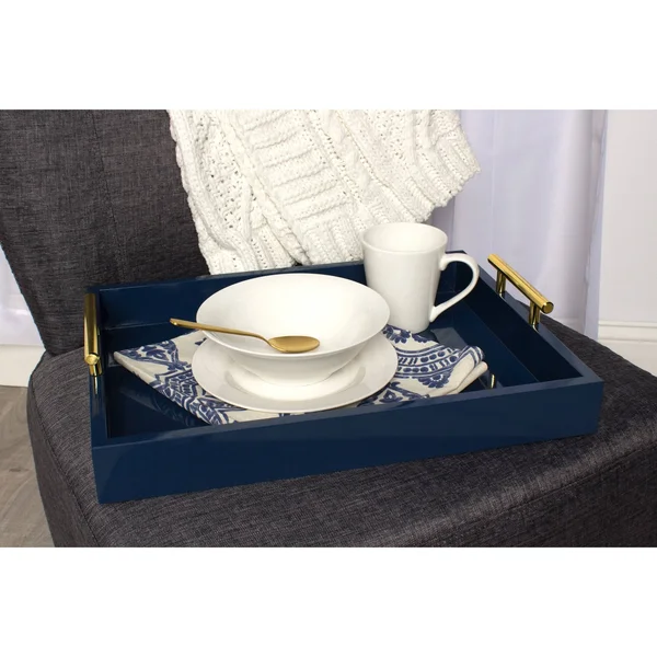 Kate and Laurel Lipton 16.5x22 Rectangular Handled Tray in Brown