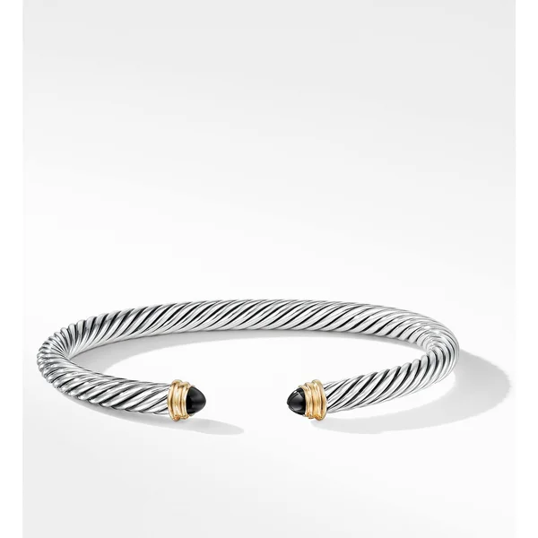 David Yurman Cable Classics Bracelet with Semiprecious Stones & 14K Gold, 5mm Black Onyx