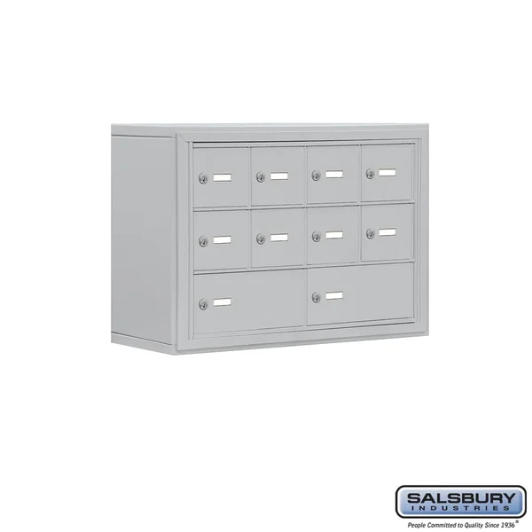 Salsbury 19038-10ASK 8 in. Cell Phone Storage Locker - 3 Door High Unit - 8 A Doors & 2 B Doors - Aluminum - Surface Mounted