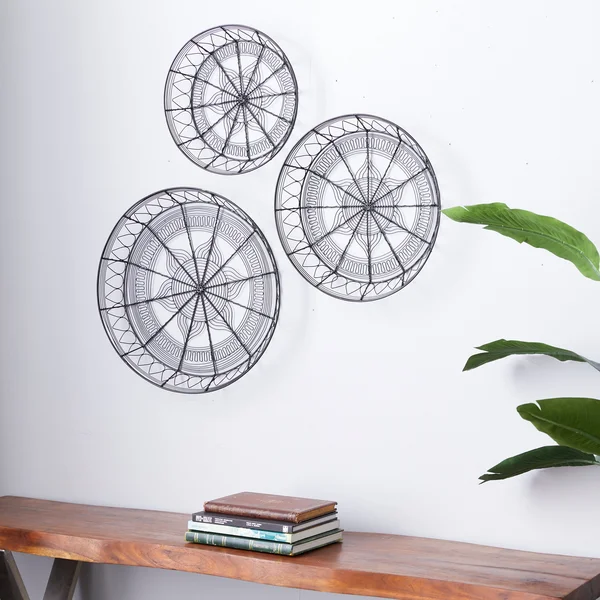 Litton Lane Black Eclectic Metal Wall Decor (Set of 3)