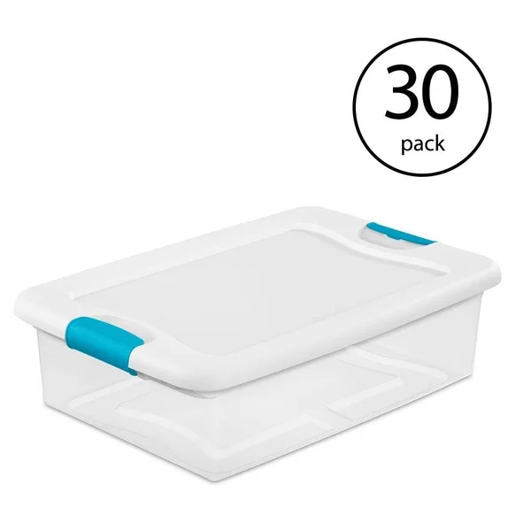 Sterilite 32 qt. Clear Stackable Latching Storage Box Container (30-Pack)