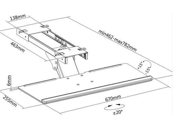 Inland 05293 Under Desk Adjustable Keyboard Tray