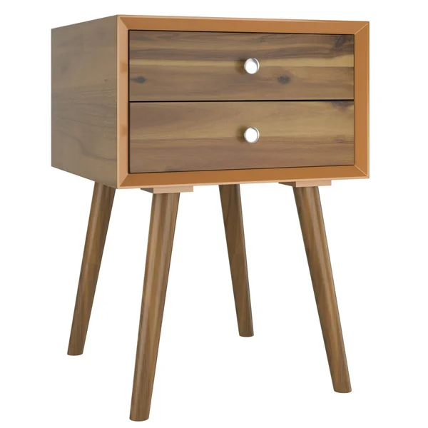 Gymax Wooden Nightstand Mid-Century End Side Table Bedroom w/2 Storage Drawers Natural