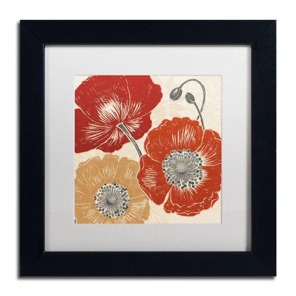 Trademark Fine Art 'A Poppy's Touch II' Canvas Art by Daphne Brissonnet, White Matte, Black Frame