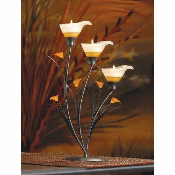 Amber Lilies Tealight Candle Holder