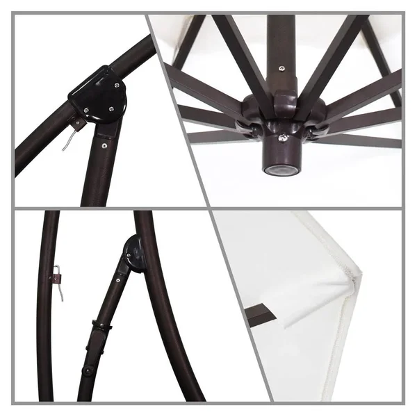 California Umbrella 9 ft. Bronze Aluminum Cantilever Patio Umbrella with Crank Open 360 Rotation in Aruba Sunbrella