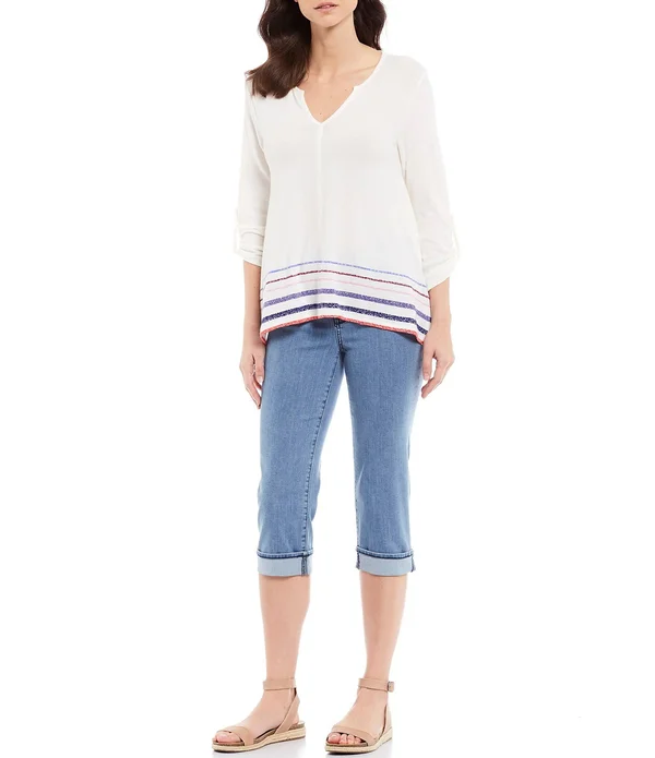Nydj Marilyn Cuffed Crop Cool Embrace Denim Jeans, Womens, 4, Deleon