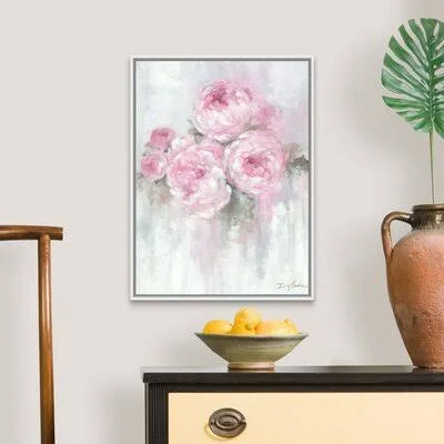 Pink Peonies by Debi Coules - Painting Print House of Hampton Format: White Framed Canvas - Size: 26x22 H x 20x22 W x 1.75x22 D