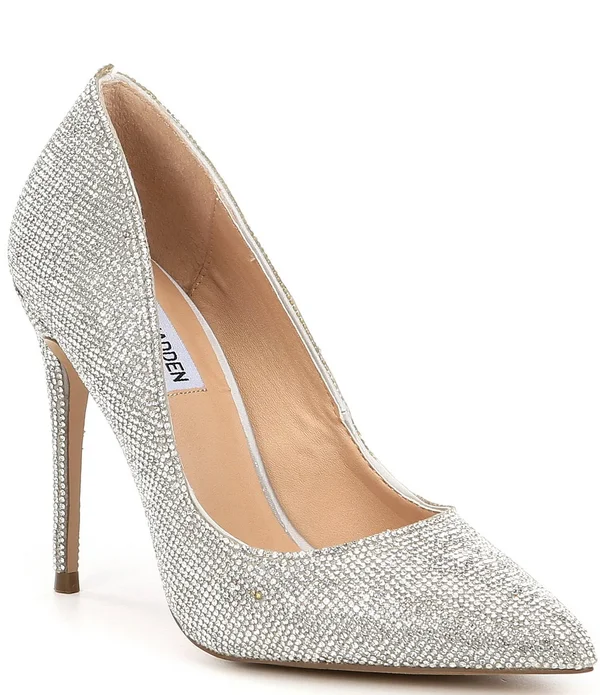 Steve Madden Daisie Crystal Jeweled Pointed Toe Pumps - 5.5M