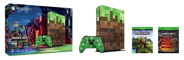 Microsoft Xbox One S Minecraft Limited Edition Bundle (Japanese Version) - 1 TB - Brown/Green