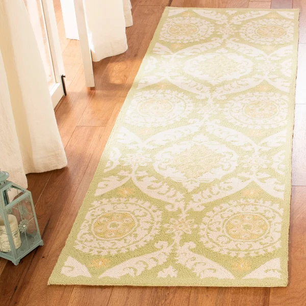 Safavieh Chelsea HK356B Green - Beige Rug 8& x 8& Round