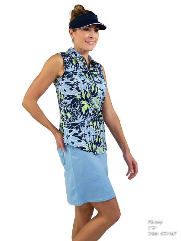 Jofit Women's Sleeveless Zip Polo Shirt in Floral Mosaic Print Size X-Large
