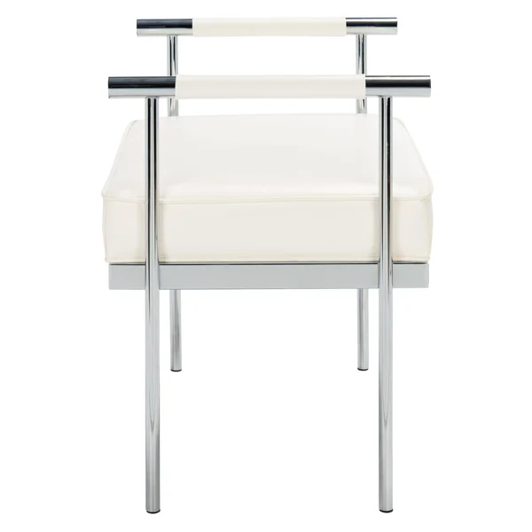 Safavieh Pim Small Rectangle Bench w/ Arms - White, Chrome