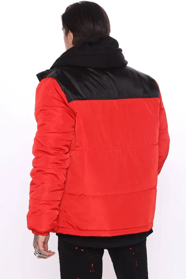 Mens Kellen Puffer Jacket in Red Size X-Large by Fashion Nova