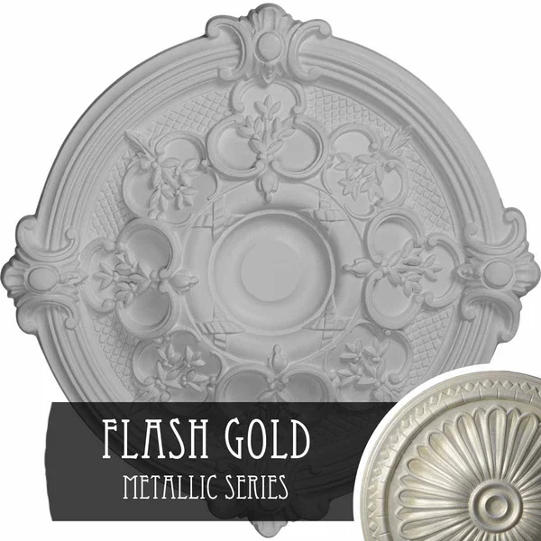 17 3/8 inchod x 1 3/4 inchp Hamilton Ceiling Medallion (Fits Canopies Up to 3 3/4 inch) - Hand-Painted Flash Gold