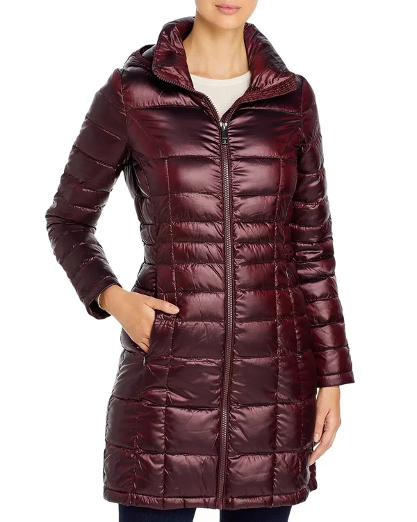 Calvin Klein Women's Packable Puffer Coat - Red - Size Medium