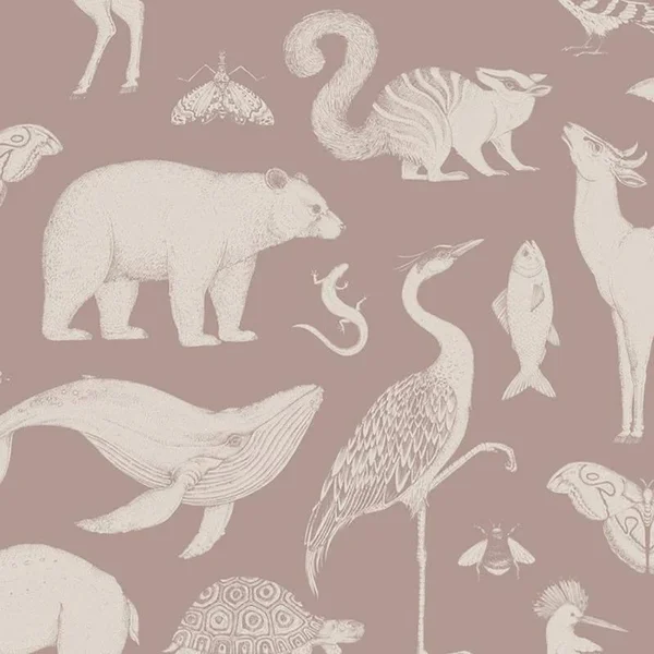 Ferm Living Katie Scott Wallpaper Animals Dark Blue