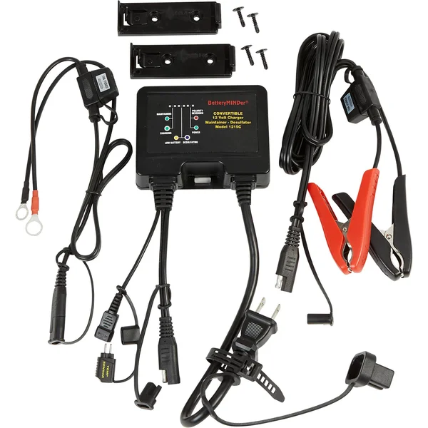 BatteryMINDer 1215C: 12 Volt-1.5 Amp Convertible Multi-Use On-Board - Benchtop Battery Charger, Battery Maintainer, and Battery D