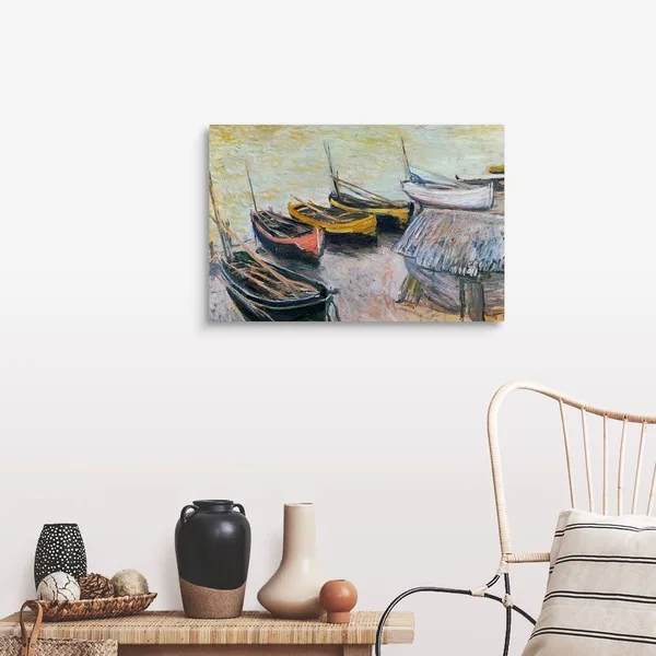 Boats on The Beach - 1883, Canvas Wall Art, 30x20, Great Big Canvas