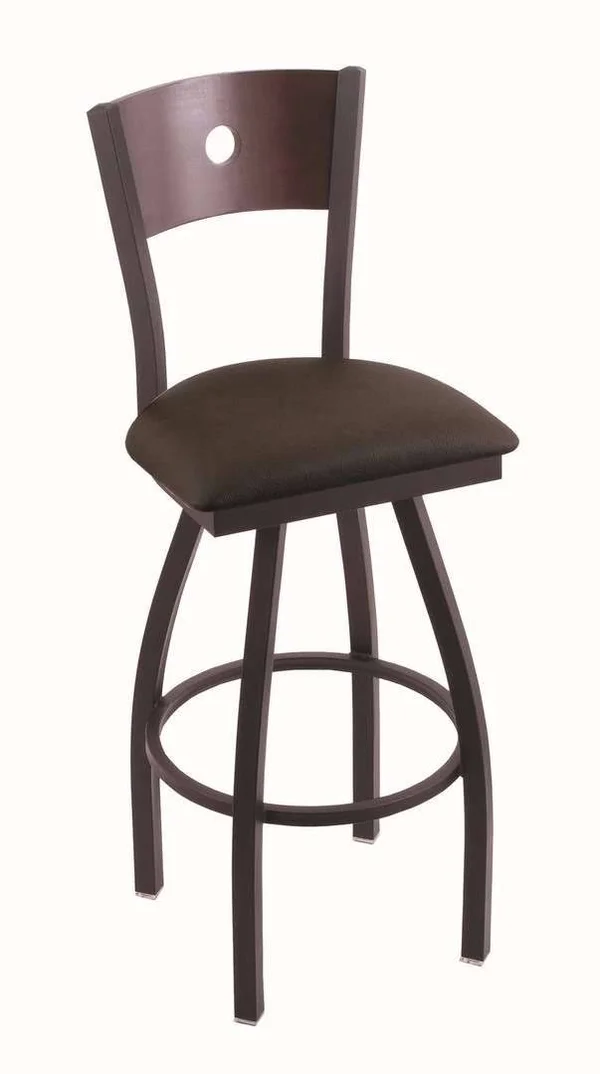 Holland Bar Stool Co. 830 Voltaire 25x22 Counter Stool with Black Wrinkle Finish - Dark Cherry Maple Back and Swivel SEAT, Rein C
