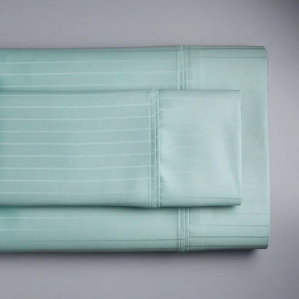 Simply Vera Vera Wang 800 Thread Count Egyptian Cotton Stripe Sheet Set or Pillowcase, Med Blue, King Set