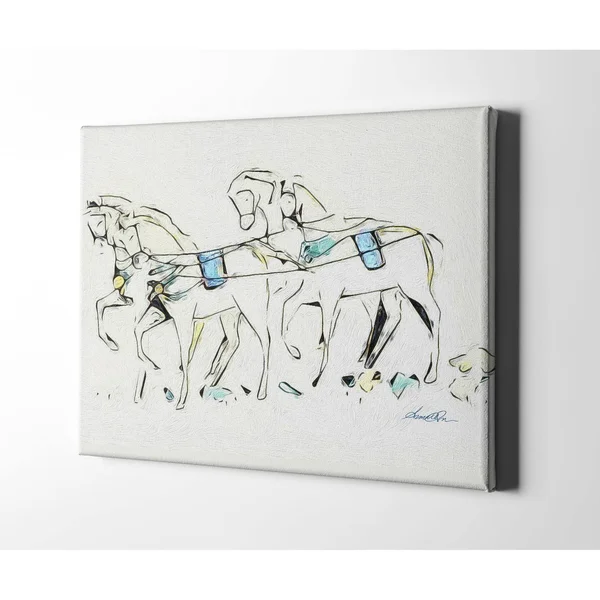 18x22 x 24x22 Four Horses Matte Canvas by Amrita Sen in Multi-Color