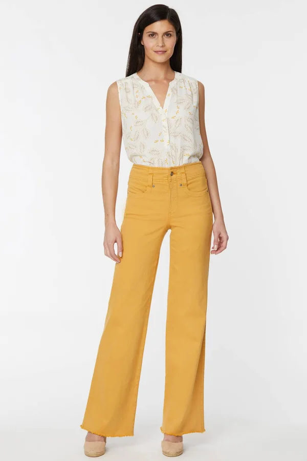 Nydj Teresa Wide-Leg Frayed-Hem Jeans - Golden Blossom