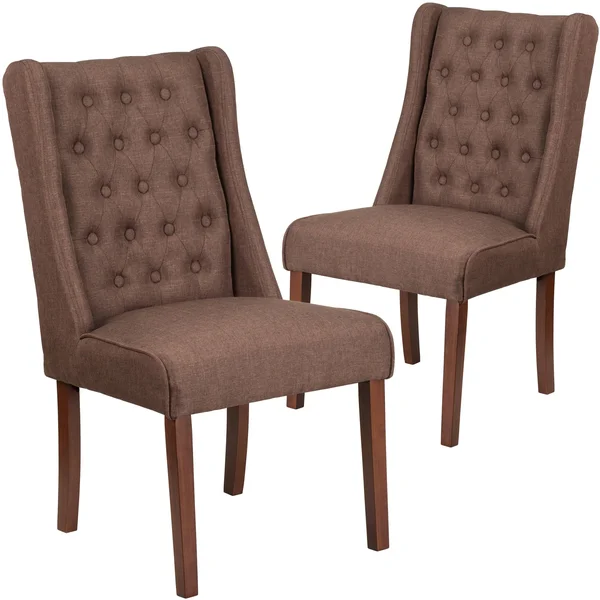 Flash Furniture 2 Pk. Hercules Preston Series Black Leather Tufted Parsons Chair