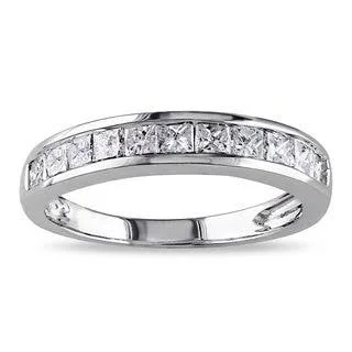 Miadora 14K White Gold 3/4ct TDW Channel-set Princess-Cut Diamond Anniversary Band (G-H, I2-I3) (Size: 7), Women's