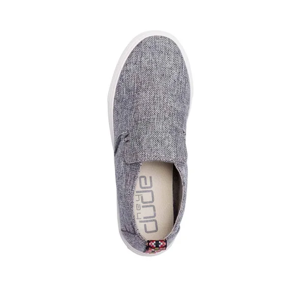 Hey Dude Peyton Linen Women's Shoes Grey Black : 6 M