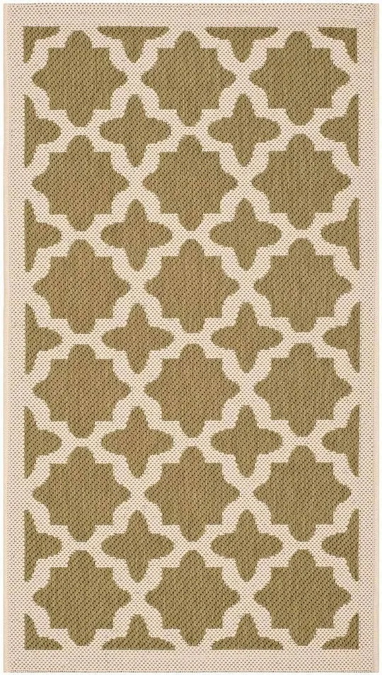 Safavieh Courtyard Green & Beige 4& x 5&-7x22 Indoor/Outdoor Rug