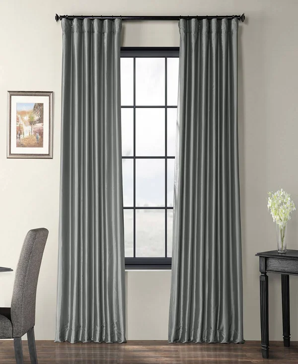 Platinum (White) Faux Silk Taffeta Curtain