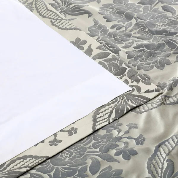 Magdelena Silver & Blue Faux Silk Jacquard Curtain