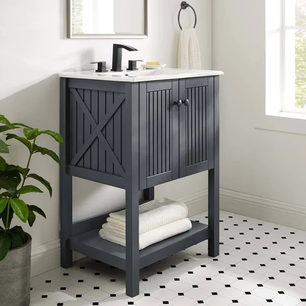 Modway Steam 23x22 Bathroom Vanity Cabinet (Sink Basin Not Included) Gray