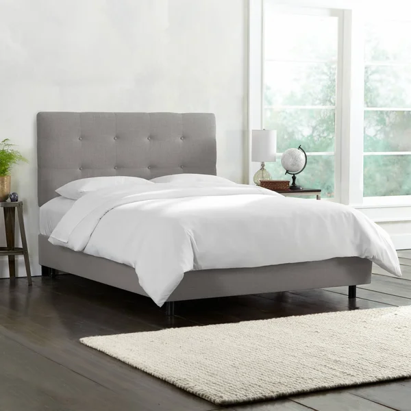 Queen Dolce Bed Gray Linen - Skyline Furniture