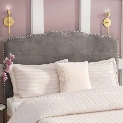 Eliza Upholstered Panel Headboard Gold Flamingo Teen Size: Full/Queen, Color: Silver