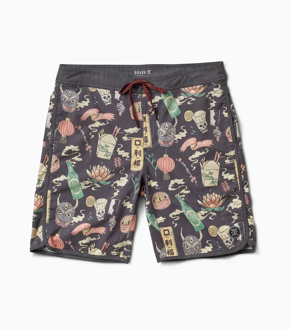 Chiller Noodle House Boardshorts 17.5x22 Black - 36