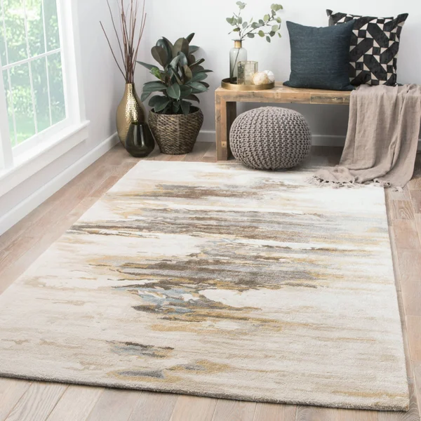 Juniper Home Tennyson Handmade Abstract Teal/ Gray Area Rug - 5& x 8&