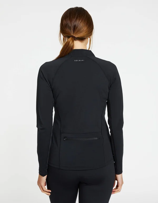 Sun Protective Long Sleeve Zip Top for Women UPF50+ - UV Protection Black