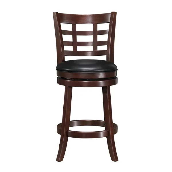 Inspire Q Verona Cherry Swivel 24-Inch High Back Counter Height Stool by Classic - Black Lattice
