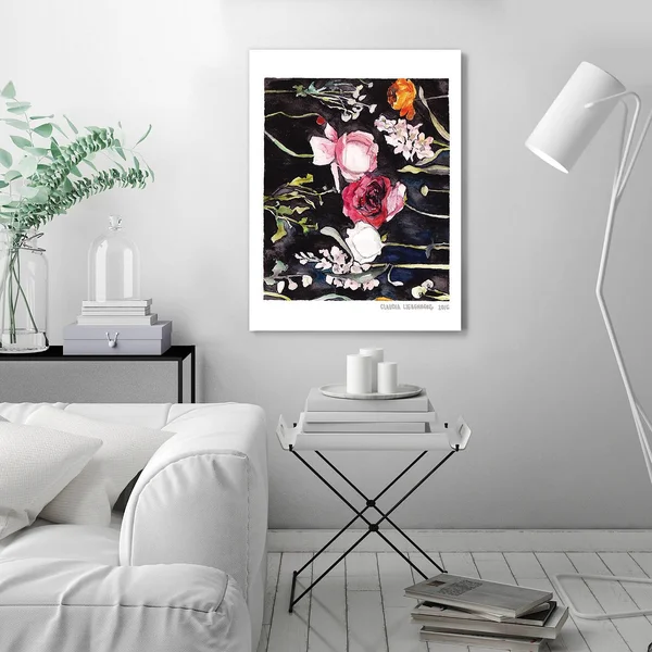Americanflat 'Blooms on Black 2' Gallery Wrapped Canvas - 32 x 48