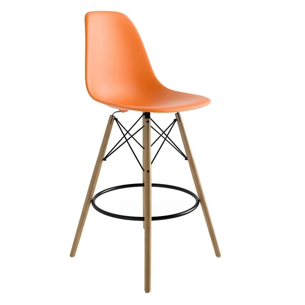 Paris-counter Stools, Natural Finished Legs, Orange